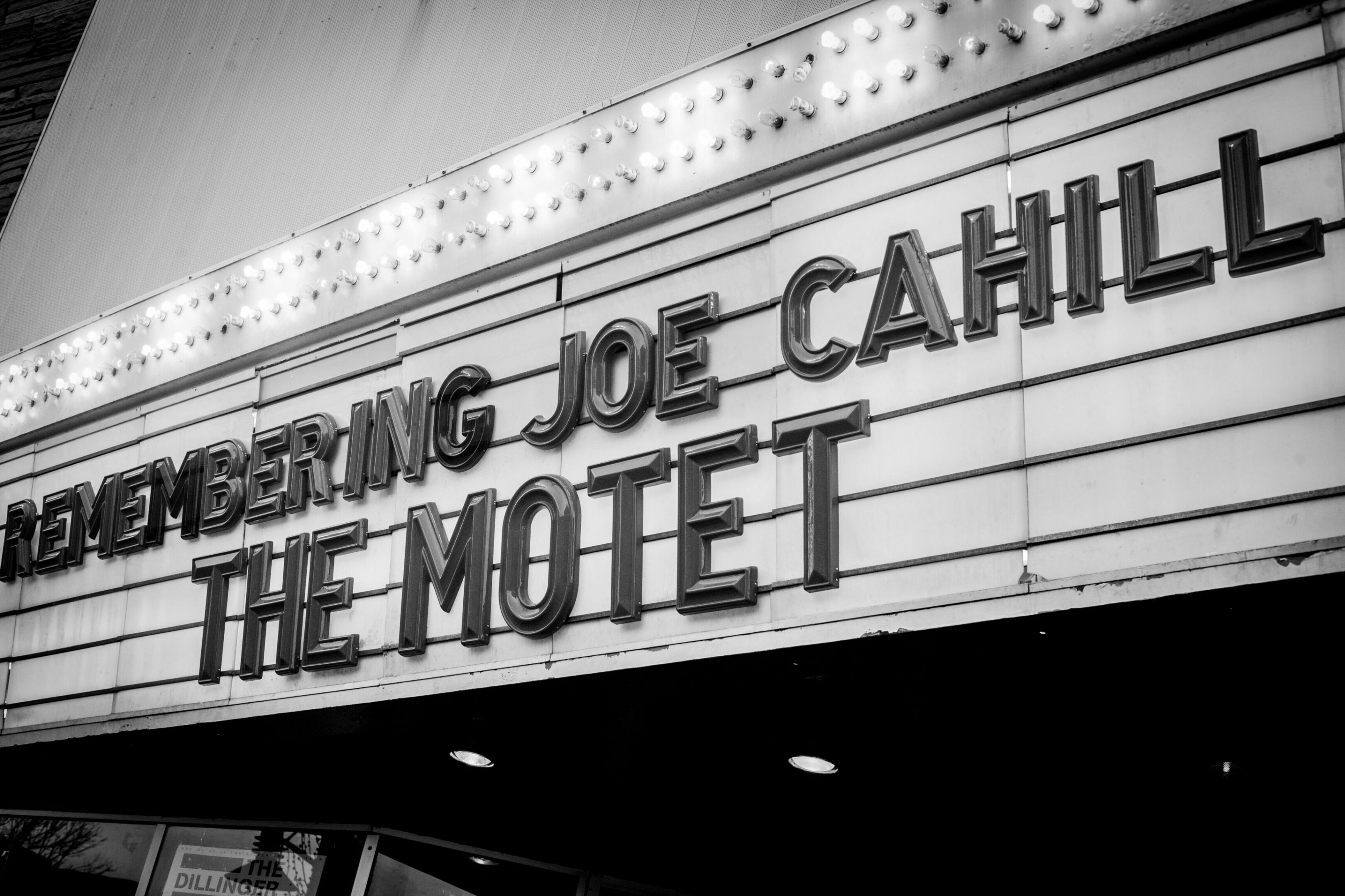 Theater marquee honoring Joe Cahill.