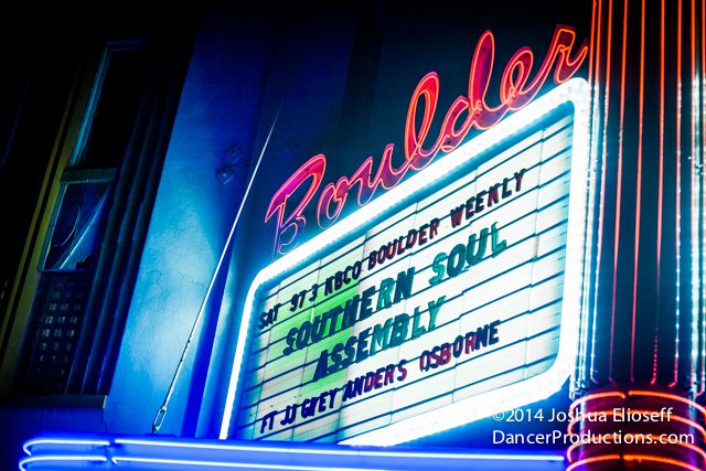 Neon sign for Southern Soul Assembly concert.