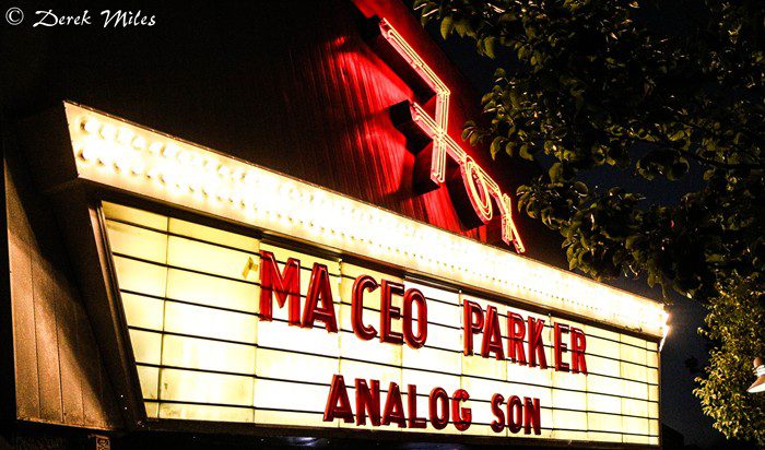 Marquee sign for Maceo Parker concert.