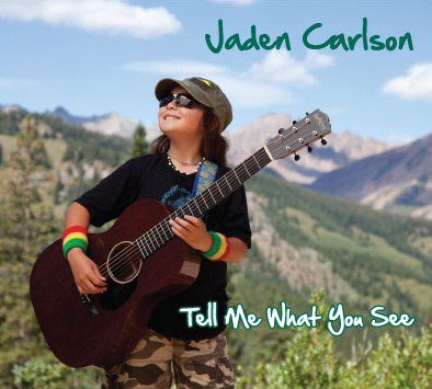 Young musician with guitar in scenic mountains.