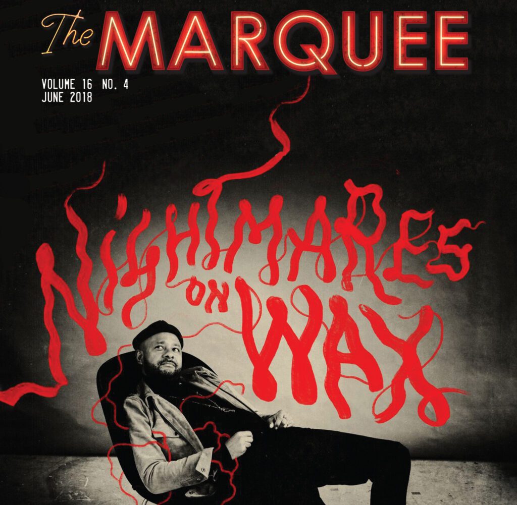 Man sitting under "Nightmares on Wax" text.