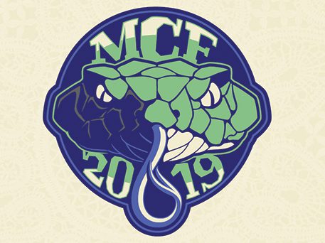 Snake logo with "MCF 2019" text.