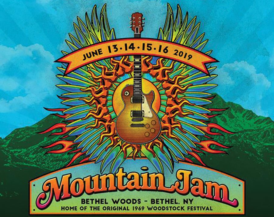 Mountain Jam 2019 poster with guitar design.