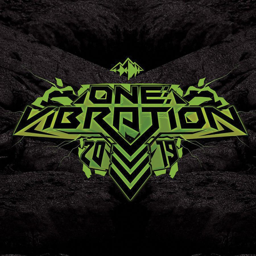 One Vibration logo with abstract background.