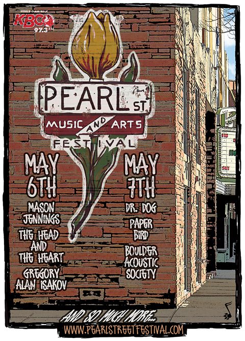 Pearl Street music festival poster illustration.