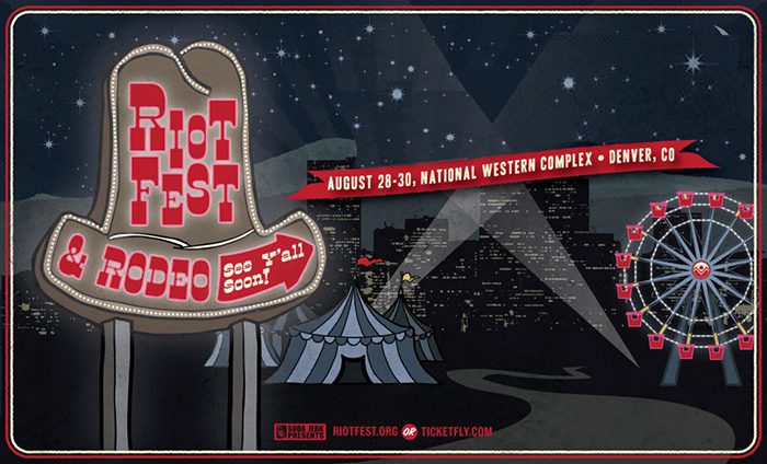 Riot Fest and Rodeo event poster illustration.