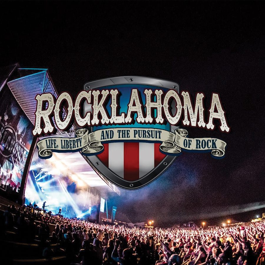 Rocklahoma festival stage with large crowd.