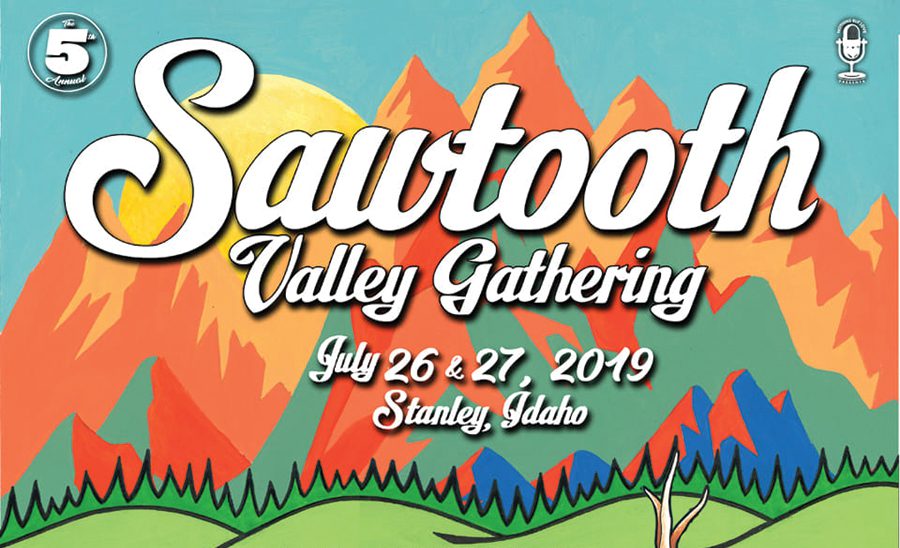 Colorful Sawtooth Valley Gathering event poster.