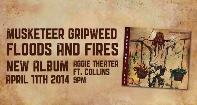 Musketeer Gripweed album release announcement poster.