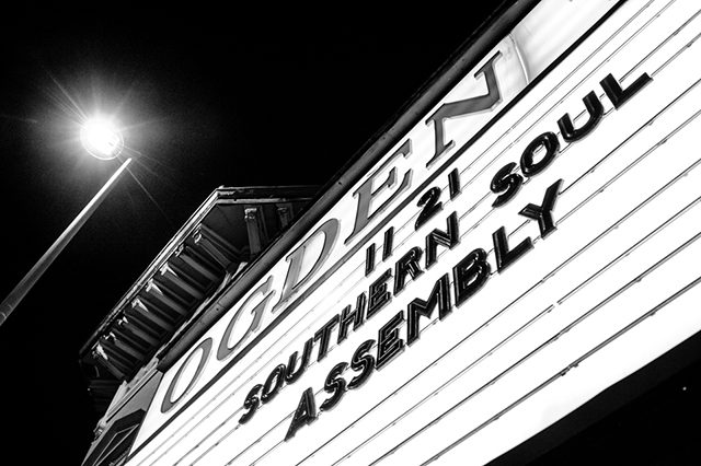 Theater marquee displaying Southern Soul Assembly event.