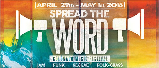 Colorado Music Festival poster with megaphones.