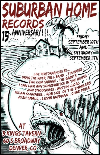 Suburban Home Records anniversary event poster.