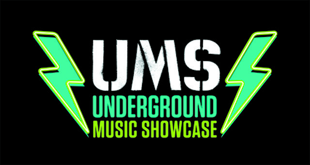 UMS Underground Music Showcase logo with lightning.