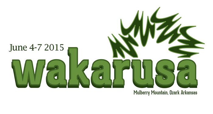Wakarusa 2015 festival logo, green text.