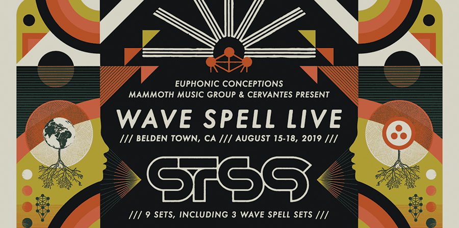 Wave Spell Live concert poster, geometric design.