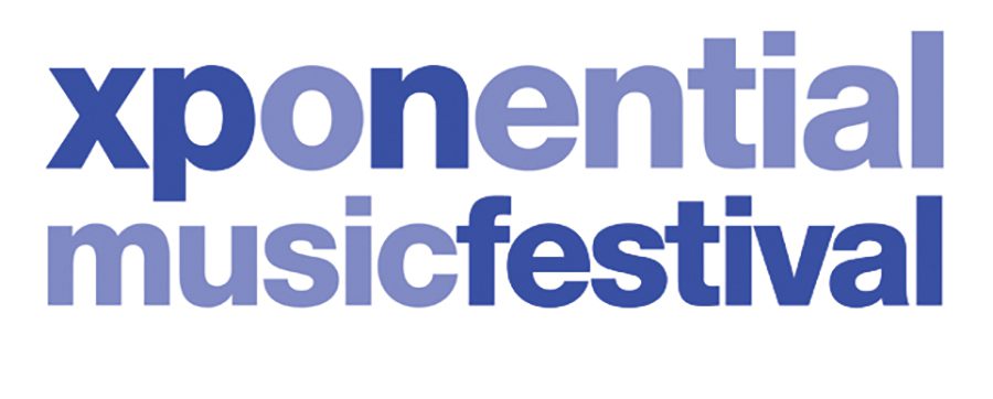 Xponential Music Festival logo in blue text.