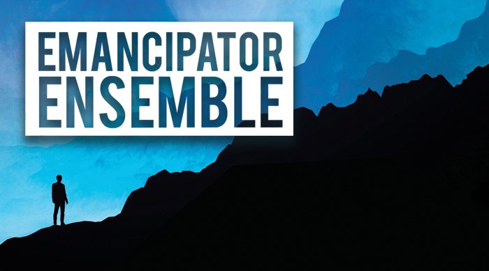 Silhouette of person with "Emancipator Ensemble" text.