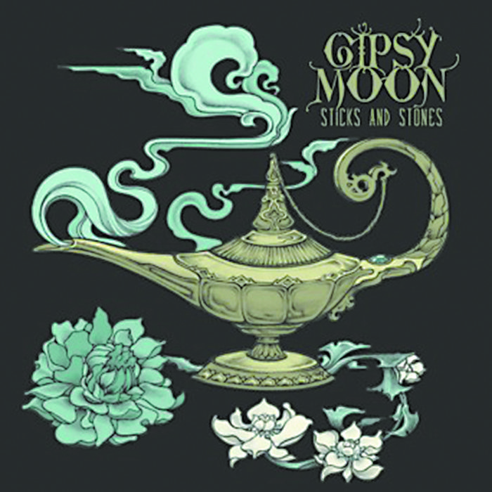 Decorative lamp with flowers and smoke design.