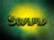 Soulfly logo with green and yellow background.