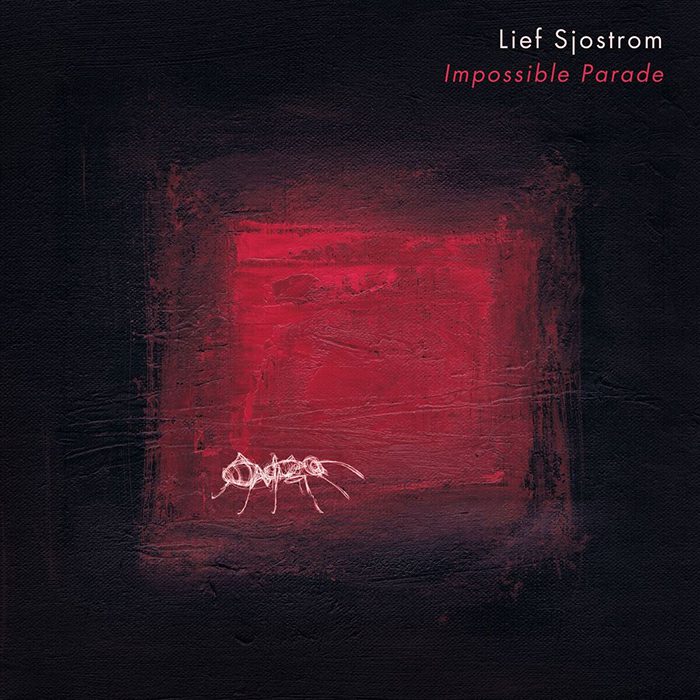 Abstract red and black album cover art.