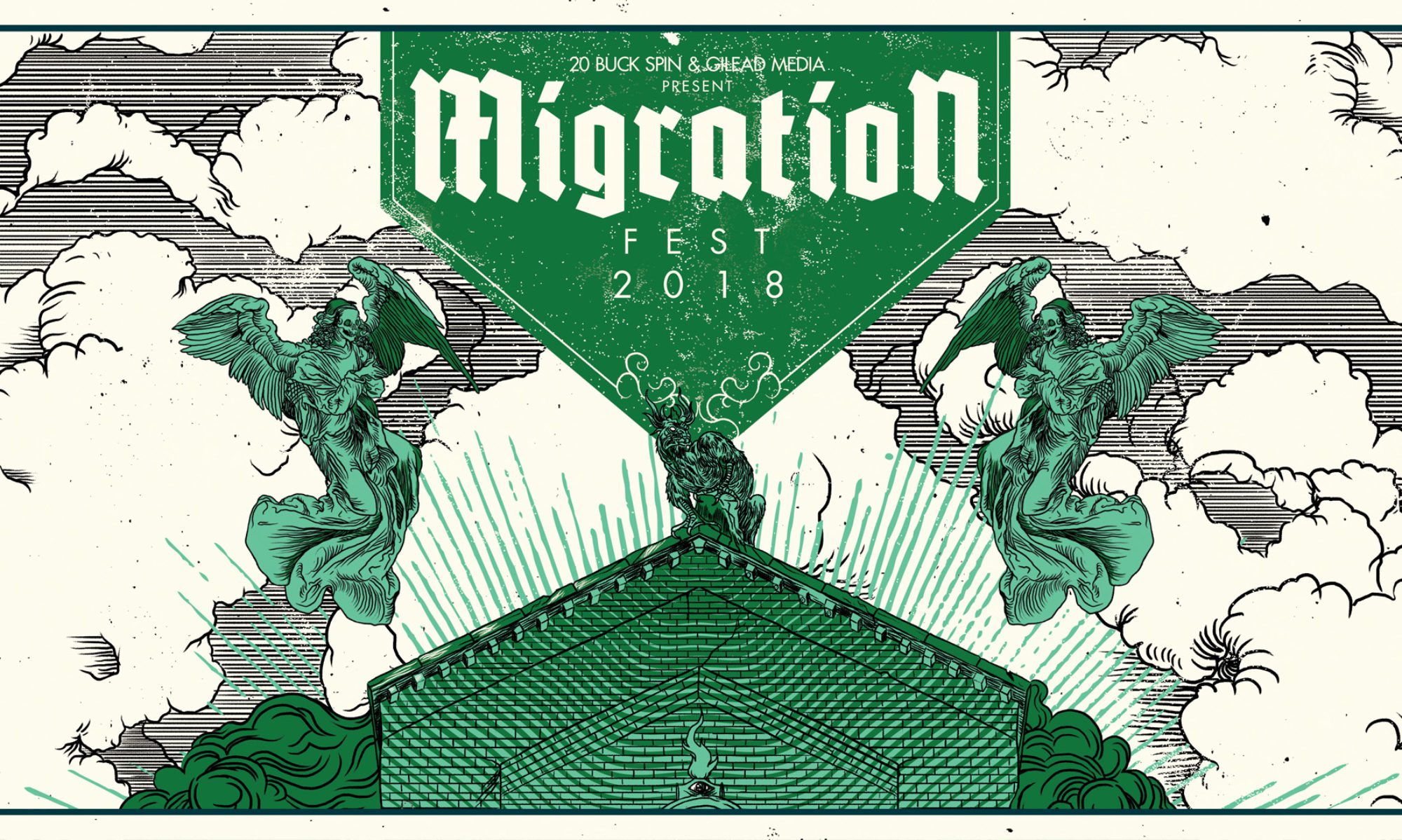 Migration Fest 2018 poster with mythical creatures.