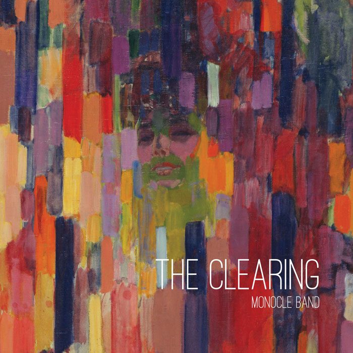 Colorful abstract painting with text overlay.