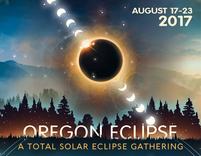 Oregon Eclipse 2017 event poster with eclipse.