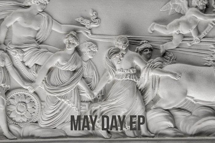 Classical relief sculpture with "May Day EP".