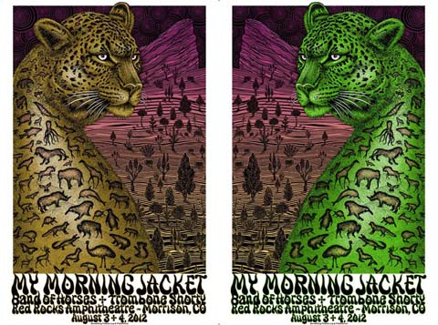 Two leopards with concert details below.