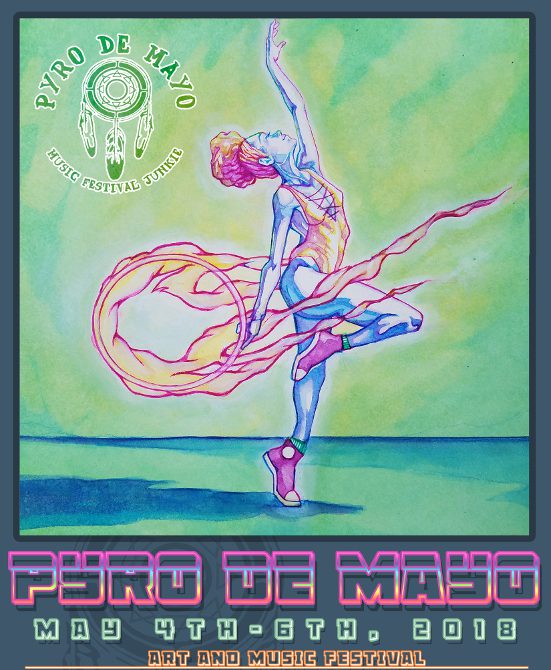 Dancer at Pyro de Mayo festival poster.