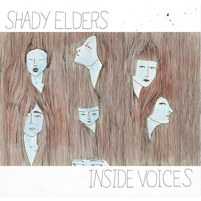 Abstract faces with text "Shady Elders Inside Voices".