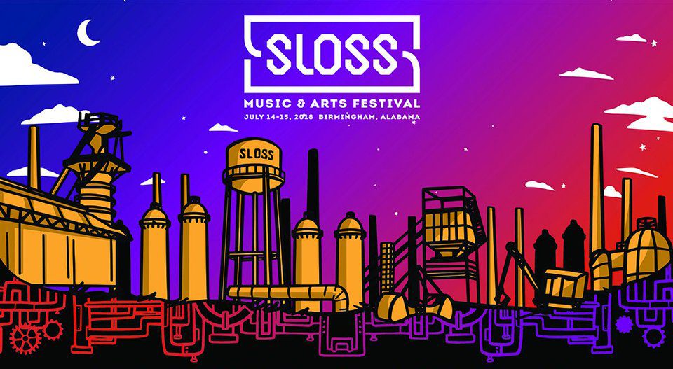 Illustrated Sloss Music & Arts Festival poster.