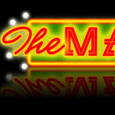 Neon sign with decorative lights and letters.