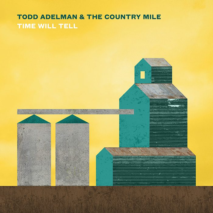 Yellow album cover with abstract building design.