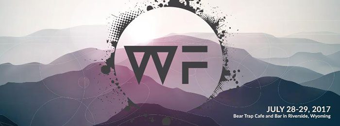 Abstract mountain landscape with WF logo.