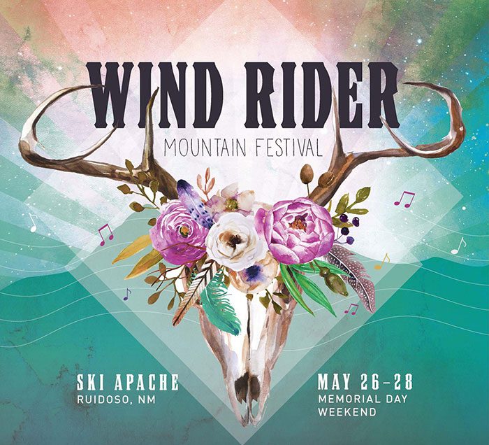 Wind Rider Mountain Festival poster with flowers.