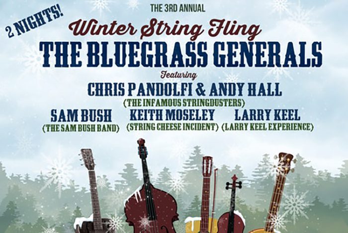Winter String Fling bluegrass concert poster.