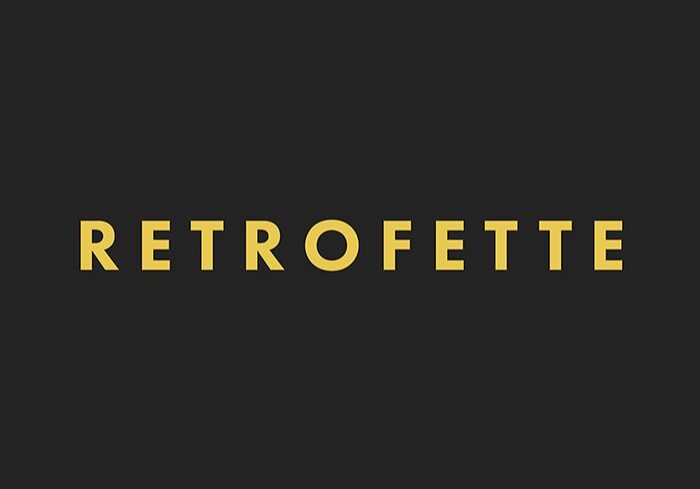 RetroFette logo in yellow on black background.