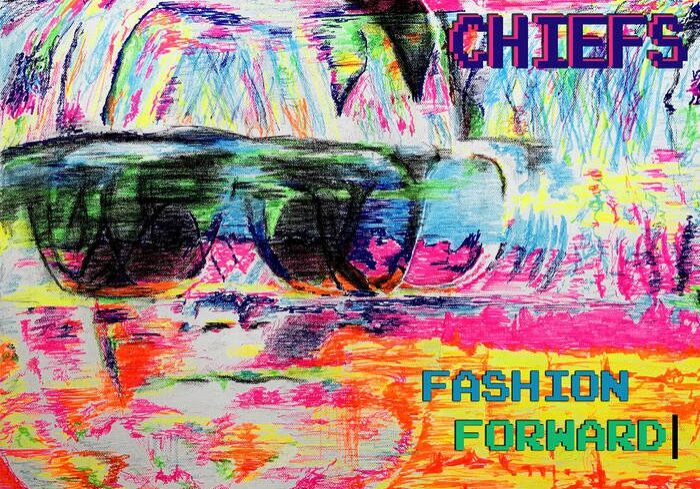 Abstract colorful artwork with text overlay.