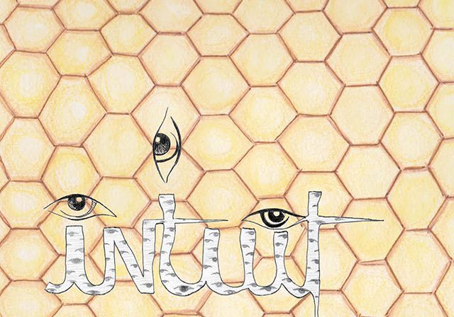 Honeycomb pattern with eyes and "intuit.
