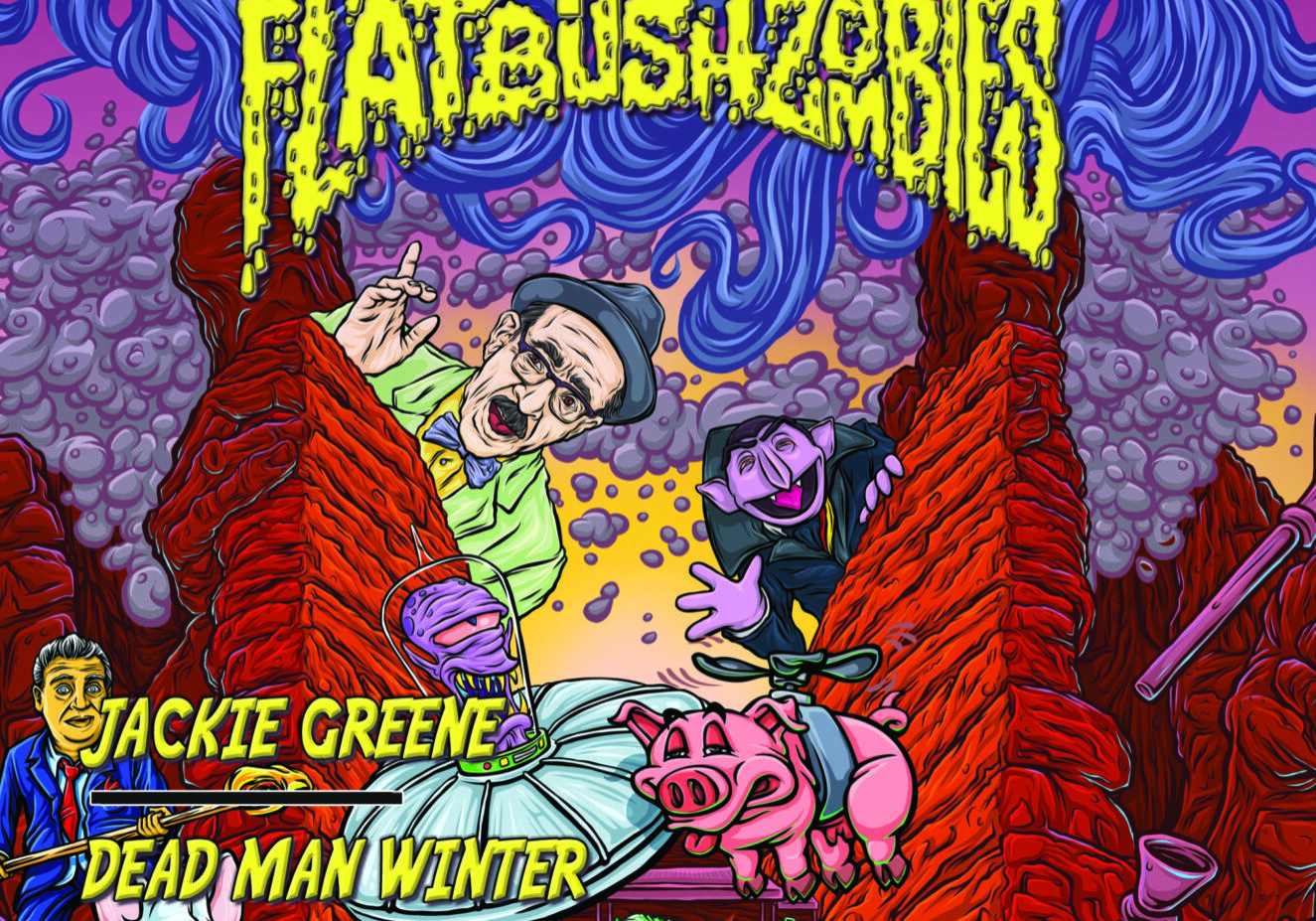 Colorful concert magazine cover with psychedelic artwork.