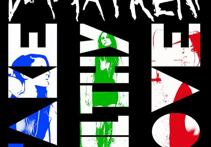 Colorful abstract text with band name.