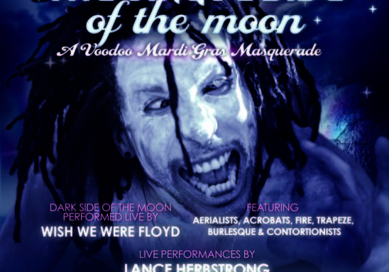 Circus-themed event poster with eerie clown.