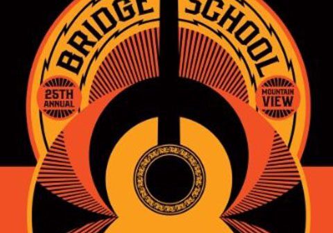 Guitar-themed Bridge School Benefit concert poster.
