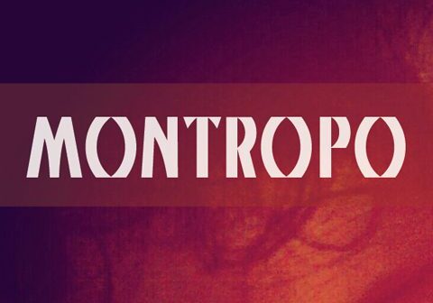 Text "Montropo" on abstract red background.