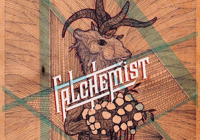 Abstract goat with geometric background illustration.