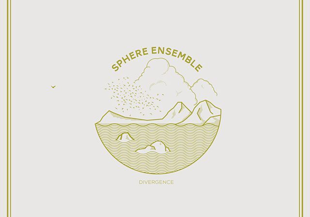Minimalist mountain and sea illustration with text.