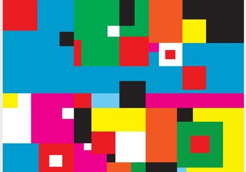 Abstract colorful geometric album cover design.
