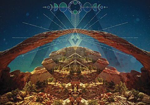 Psychedelic album cover with geometric design.
