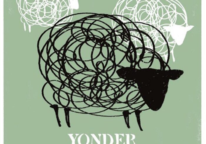 Abstract sheep illustration with band name.